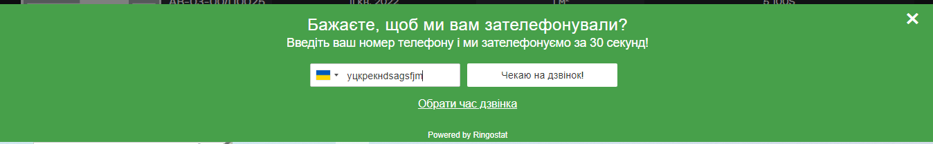 В окне обратного звонка пропускает буквы